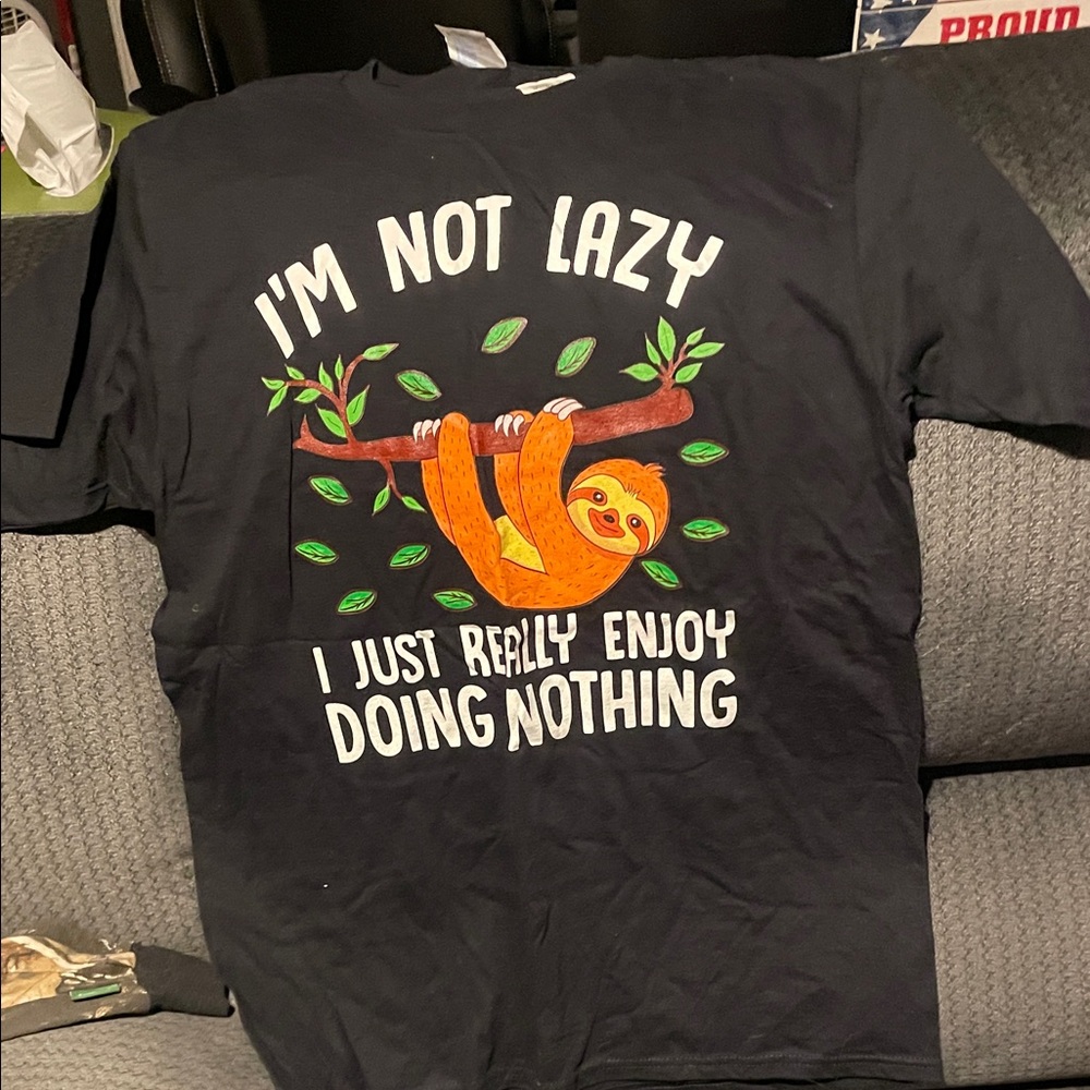 Port and Company Black Sloth Graphic Tee